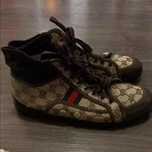 Gucci California Striped High Top Sneaker Monogram Canvas